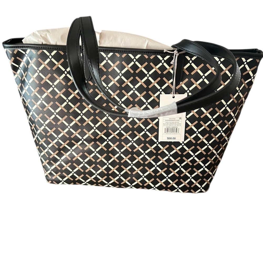 a new day Black and Cream Patterned Tote - Picture 2 of 10